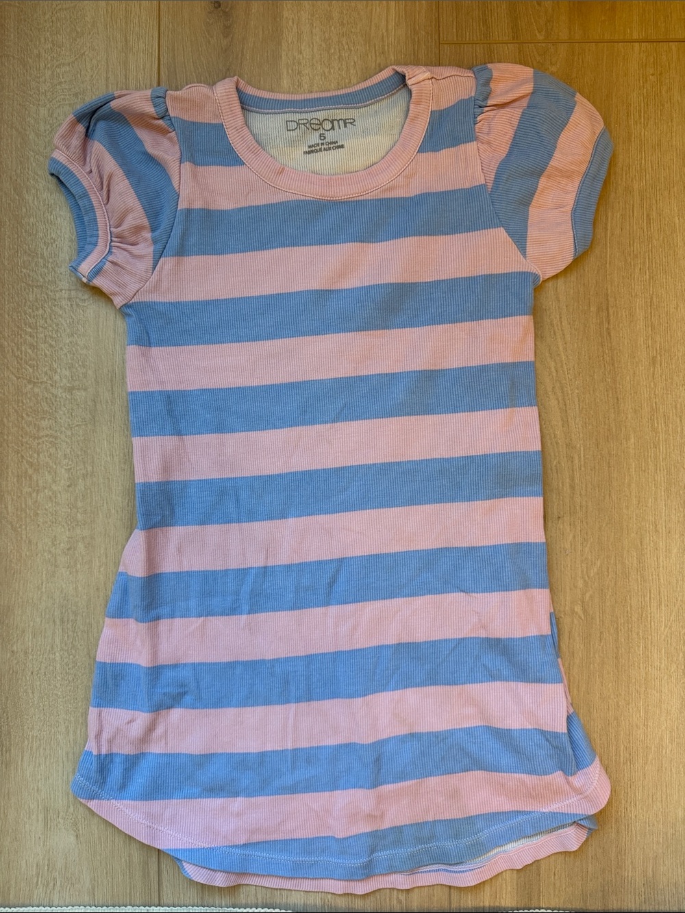 Pink and Blue Striped Girls' Short Sleeve Top